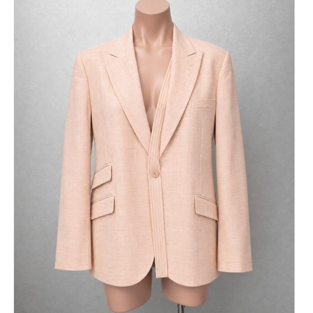 Stella McCartney Light Peach Front Button Viscose Linen Blazer Jacket 42